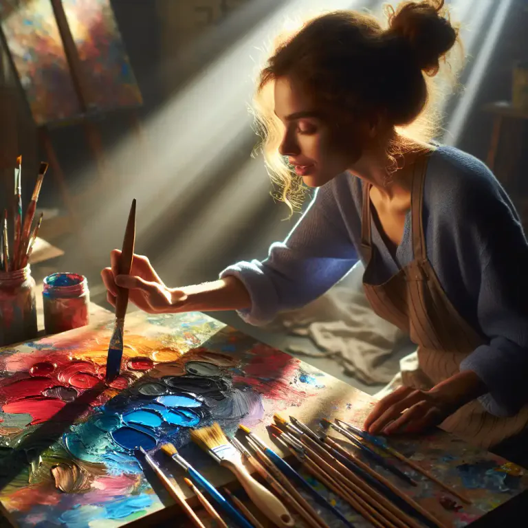 Visual representation of "pallet" - In art, a surface where paints are mixed