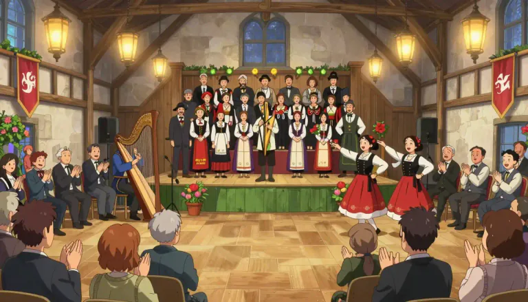 Visual representation of "eisteddfod" - A festival of Welsh literature, music, and performance.