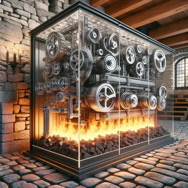 Visual representation of "stoker" - A mechanical means of stoking a fire