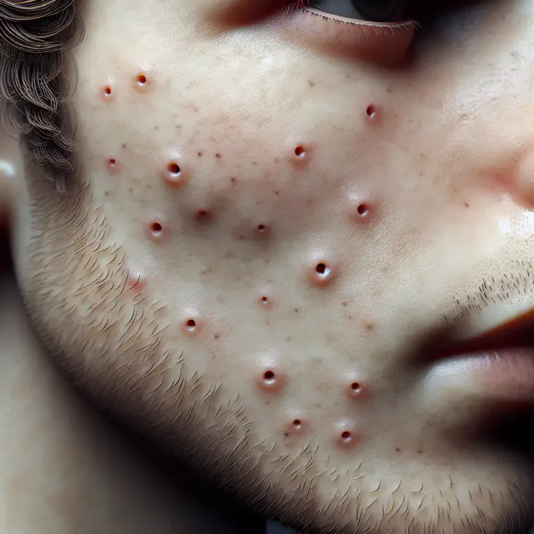Visual representation of "pockmark" - A spot or scar caused specifically by the smallpox disease.