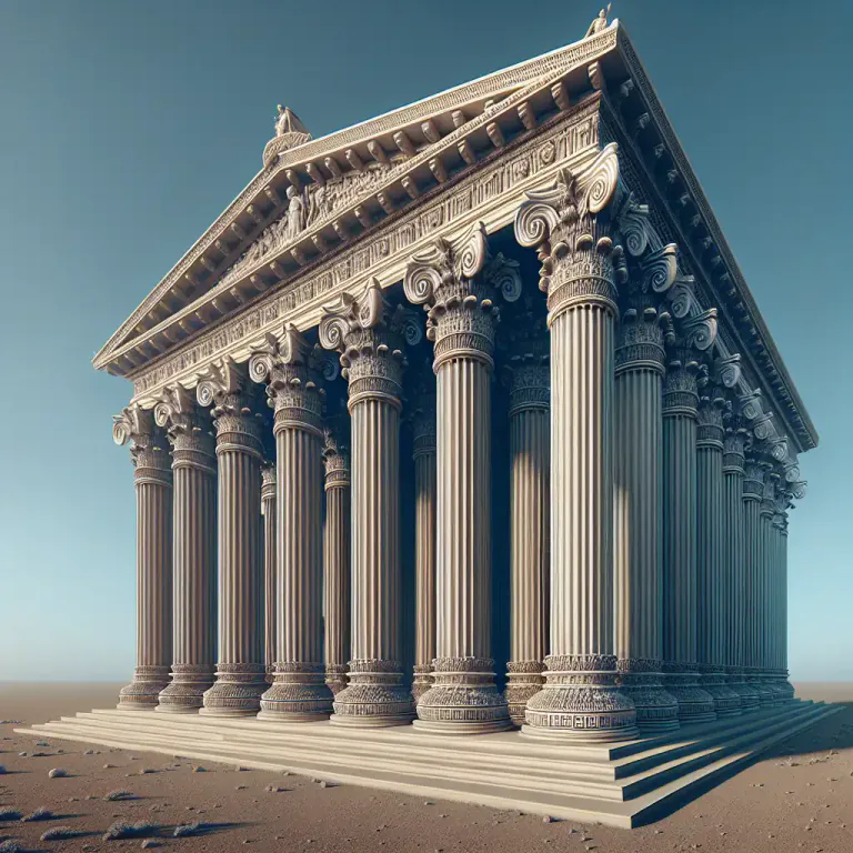 Visual representation of "ionic" - Relating to the Ionic order of classical Greek architecture.