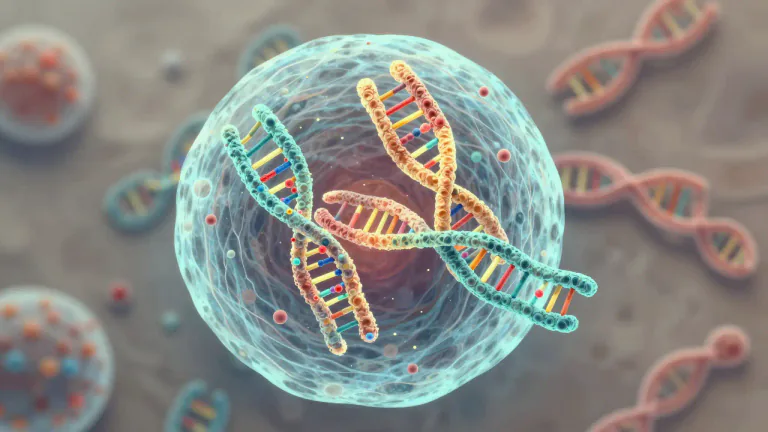 Visual representation of "chromosome" - A thread-like structure of nucleic acids and protein found in the nucleus of most living cells, carrying genetic information in the form of genes.