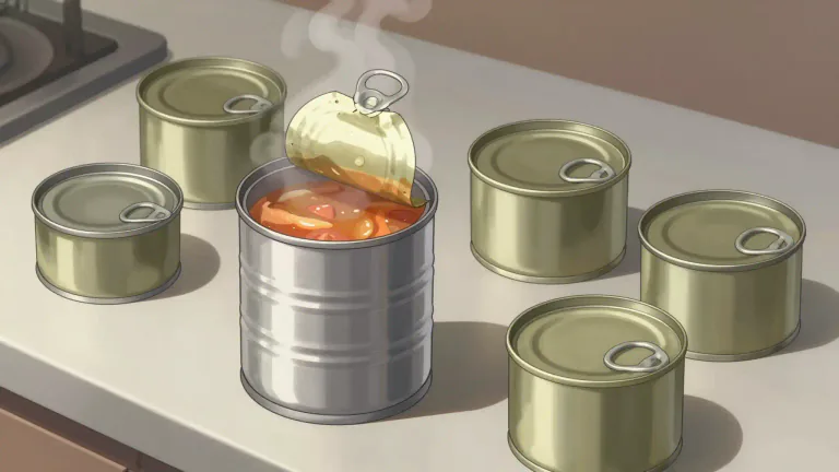 Visual representation of "tinned" - Something that is preserved in a metal container.