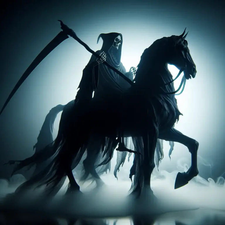 Visual representation of "horseman" - In myths, a rider of a horse, especially one of the Four Horsemen of the Apocalypse