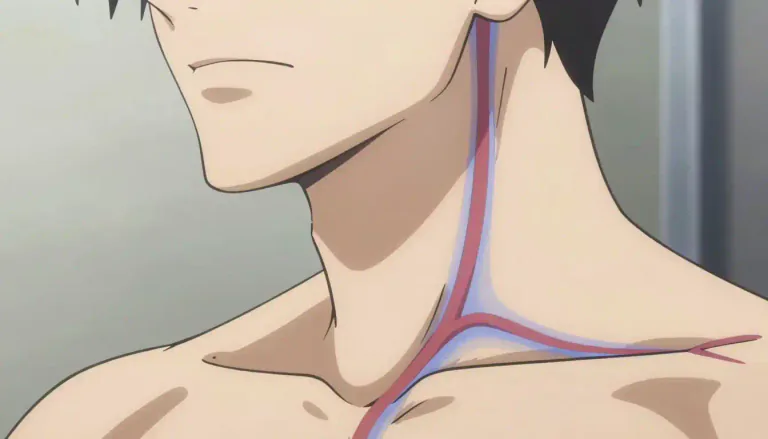 Visual representation of "jugular" - It is a part of body, the vein in the neck that carries blood from the head to the heart