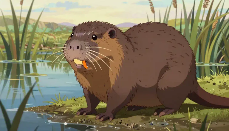 Visual representation of "nutria" - A large rodent native to South America, known for its webbed feet and thick fur, often found in wetlands.