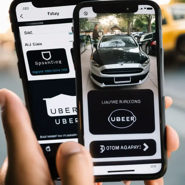 Visual representation of "uber" - It is a name of a company that connects customers and drivers through a phone app for transportation.