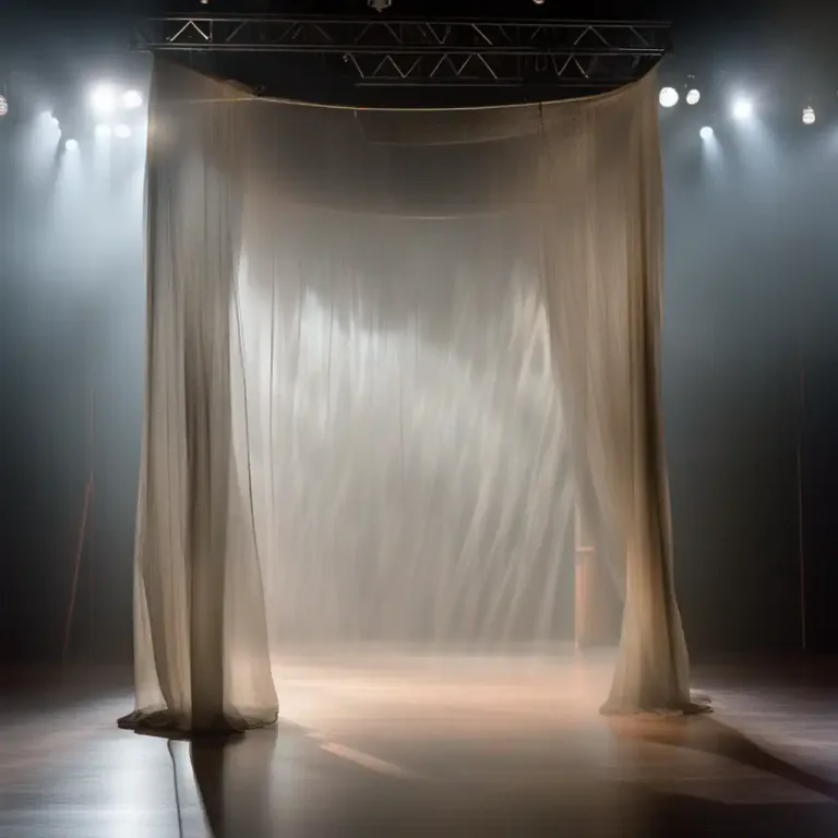 Visual representation of "gauze" - A thin, transparent fabric with a loose open weave, used in theatrical and visual effects.