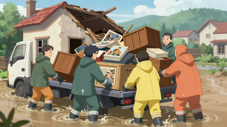 Visual representation of "salvage" - The act of saving things that are in danger of being completely destroyed.