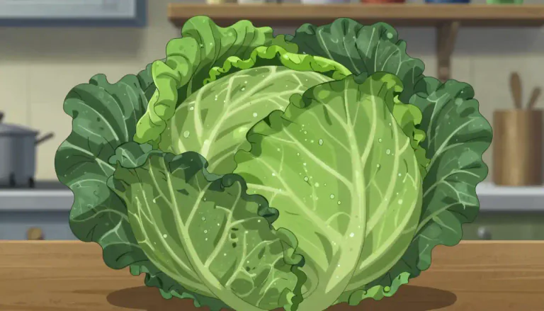 Visual representation of "savoy" - A kind of cabbage with dark green leaves that are usually crinkled