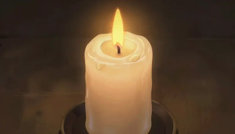Visual representation of "candle" - A cylindrical piece of wax or other material with a wick in the middle, which is lit to produce light as it burns