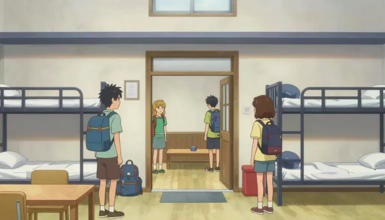 Visual representation of "hostel" - A place where people, especially young people, can stay cheaply for short periods when they are travelling.