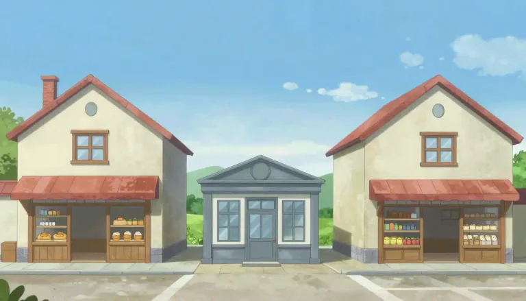 Visual representation of "between" - In the middle of two points, objects, or places