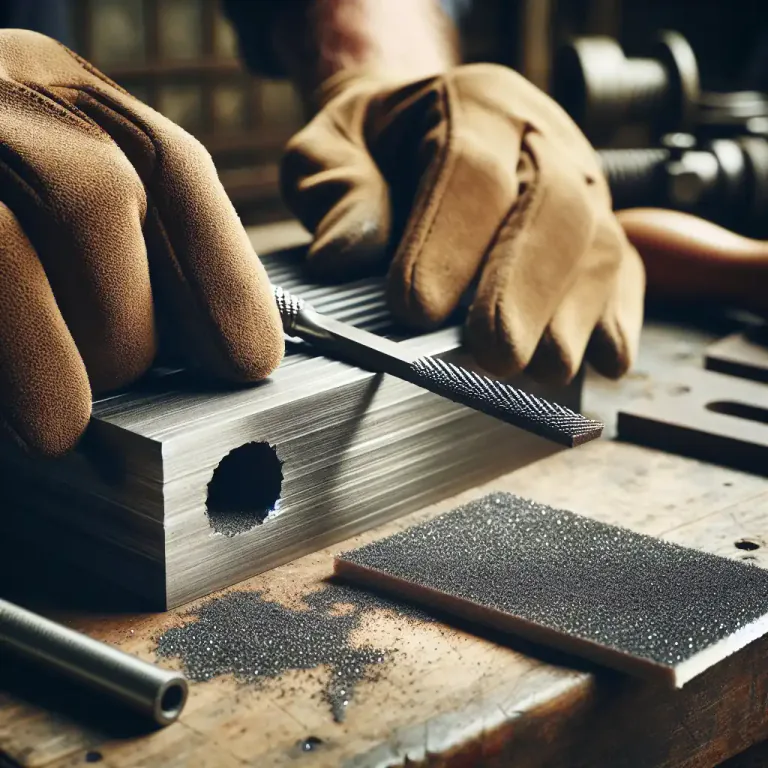 Visual representation of "burr" - A rough edge left on metal after it has been cast or drilled.