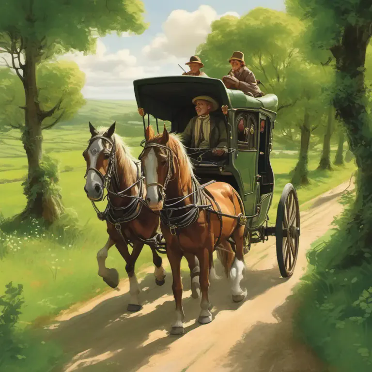 Visual representation of "gig" - A type of carriage drawn by a single horse, typically with two wheels and seats for two