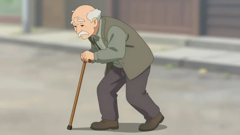 Visual representation of "doddering" - Moving or acting in a shaky or unsteady way, usually due to old age