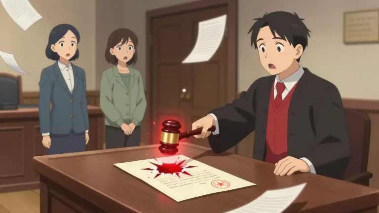 Visual representation of "annul" - To officially say that something is not legal or true.