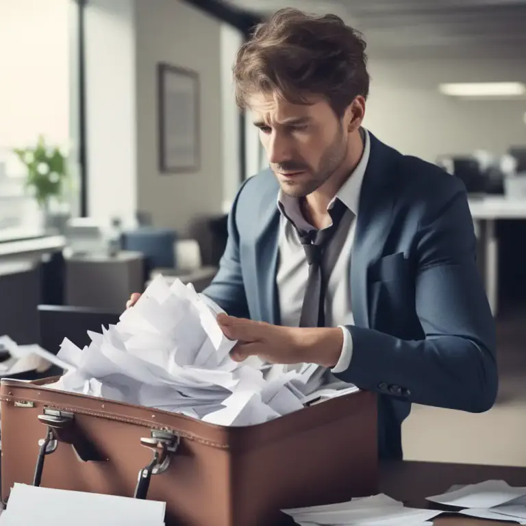 Visual representation of "drop your bundle" - To give up or quit