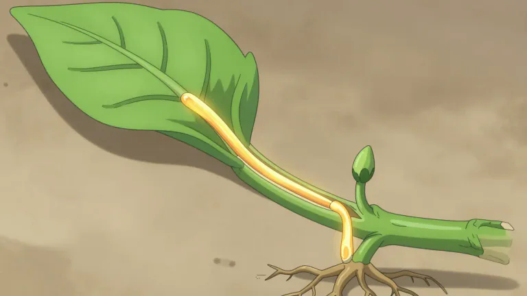 Visual representation of "phloem" - Vascular tissue in plants responsible for transporting food produced in the leaves to the rest of the plant
