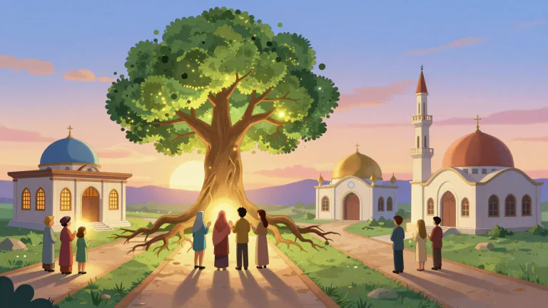 Visual representation of "abrahamic" - Relating to or denoting the religious traditions stemming from the patriarch Abraham, especially Judaism, Christianity, and Islam.