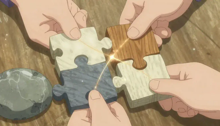 Visual representation of "cohesive" - Sticking or holding things together.