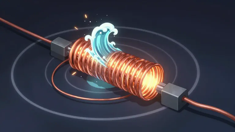 Visual representation of "inductance" - The property of an electric circuit by which a change in current induces an electromotive force.