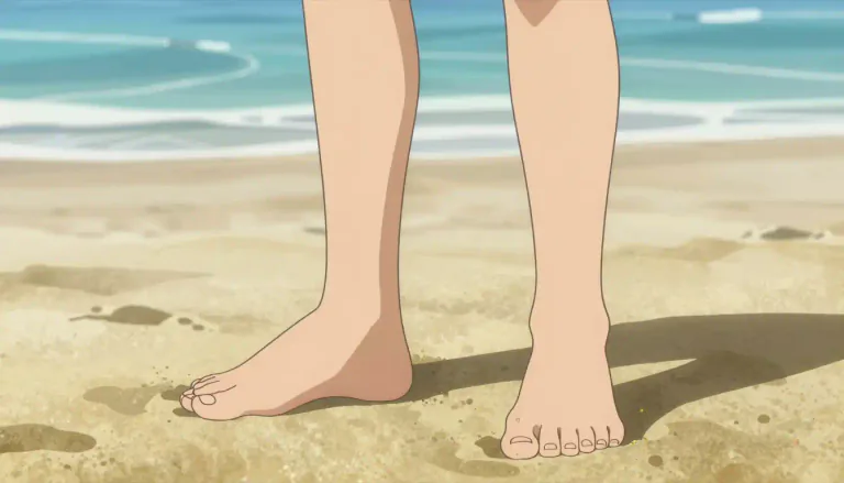 Visual representation of "barefoot" - Without wearing any shoes or socks on the feet