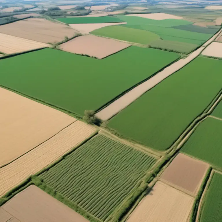 Visual representation of "acreage" - Land used for a specific purpose, usually agriculture, measured in acres.