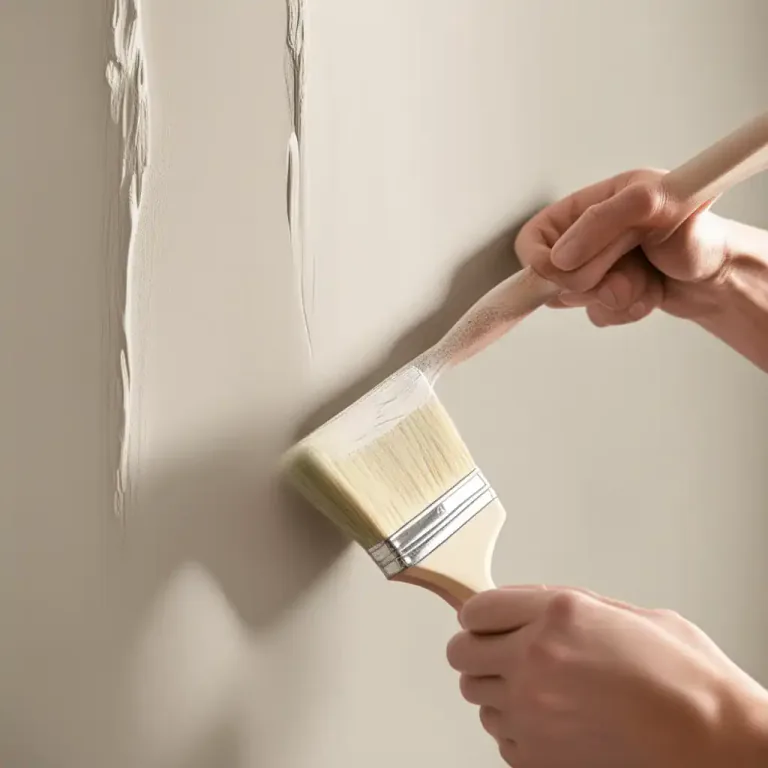 Visual representation of "primer" - A thin paint that you put on a surface before the main paint, to help the main paint stick to the surface better.