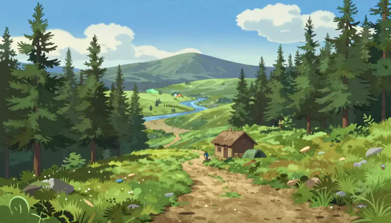 Visual representation of "boonies" - An informal term for a remote, rural, or isolated area.