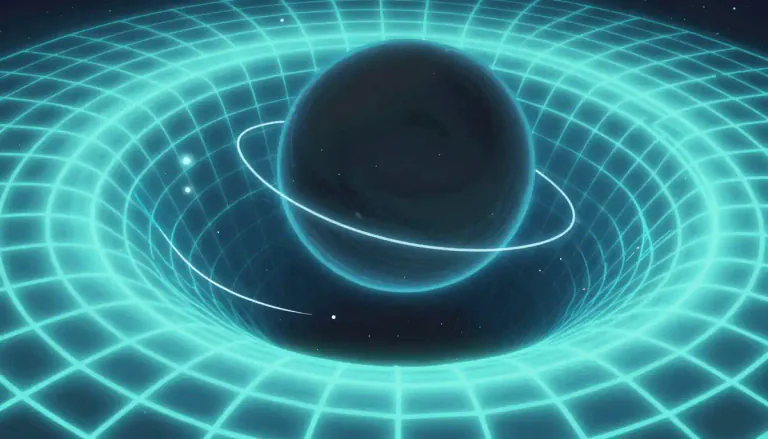 Visual representation of "spacetime" - A four-dimensional continuum made up of space and time, in which events occur and which is affected by gravity.