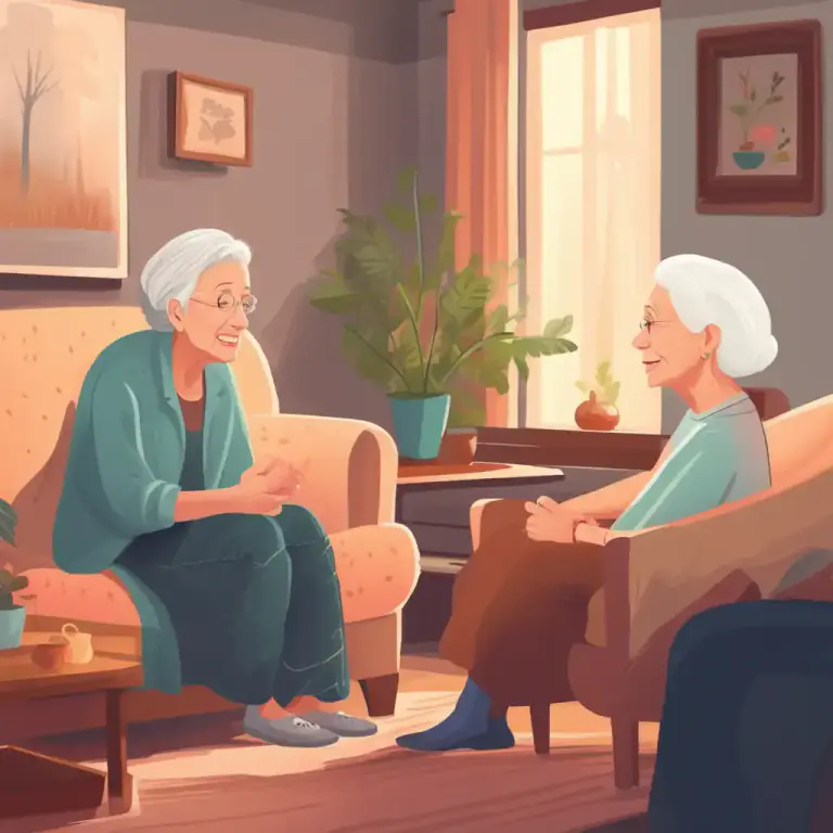 Visual representation of "visit with" - To spend time or talk with someone in an informal way.