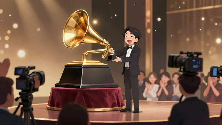 Visual representation of "grammy" - A Grammy is an award given by the National Academy of Recording Arts and Sciences to recognize outstanding achievements in the music industry.