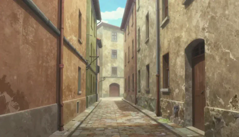Visual representation of "alleyway" - A narrow passageway between buildings, often used for access or as a shortcut.