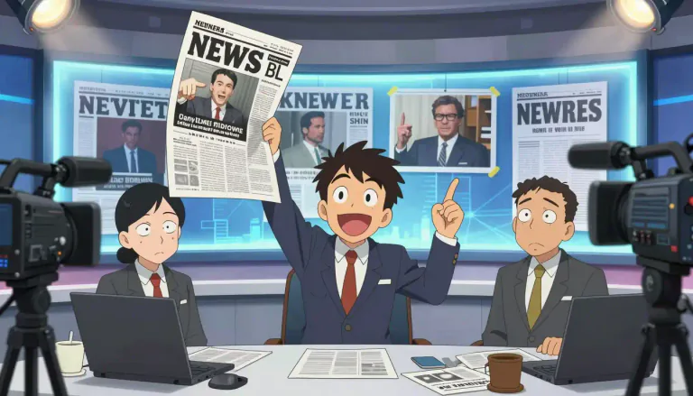 Visual representation of "sensationalist" - A person who purposely creates drama or shock in media to attract attention.