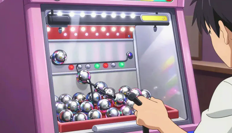 Visual representation of "pachinko" - A game originating from Japan where players launch small steel balls into machines to win more balls or prizes.