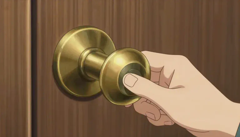 Visual representation of "doorknob" - A rounded handle on a door used to open and close it.