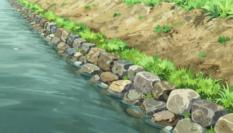 Visual representation of "embankment" - A wall or barrier built to hold back water or soil