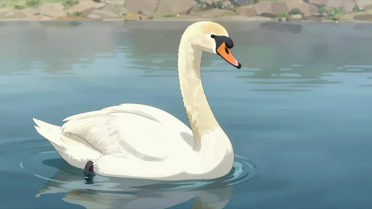 Visual representation of "swan" - A large water bird with a long, curved neck and usually a white color