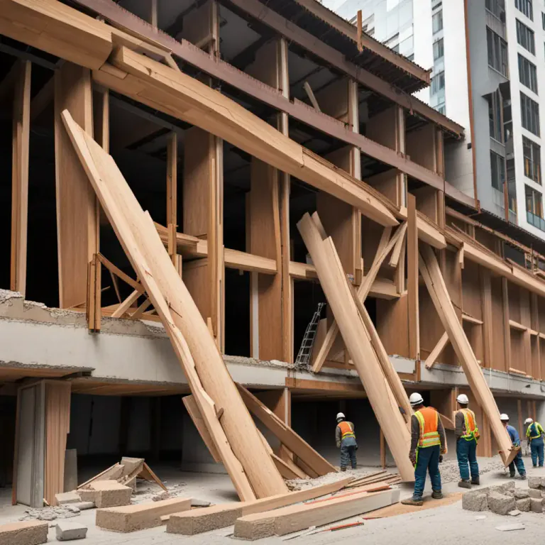 Visual representation of "shore up" - To provide additional support to a structure to prevent it from falling.