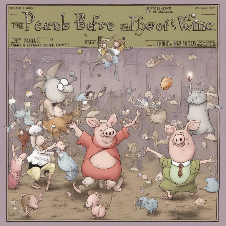Visual representation of "cast, throw, etc. pearls before swine" - To give something valuable to someone who does not understand its worth