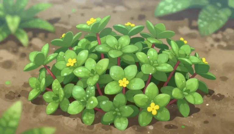 Visual representation of "purslane" - A succulent plant that is often considered a weed, commonly found in gardens and used in various cuisines for its edible leaves.