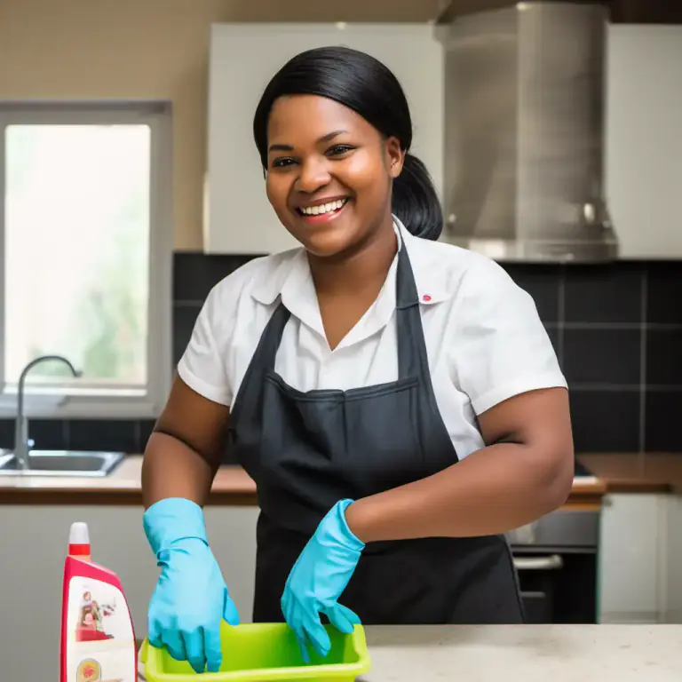 Visual representation of "domestic" - A person who is paid to help with menial tasks such as cleaning.