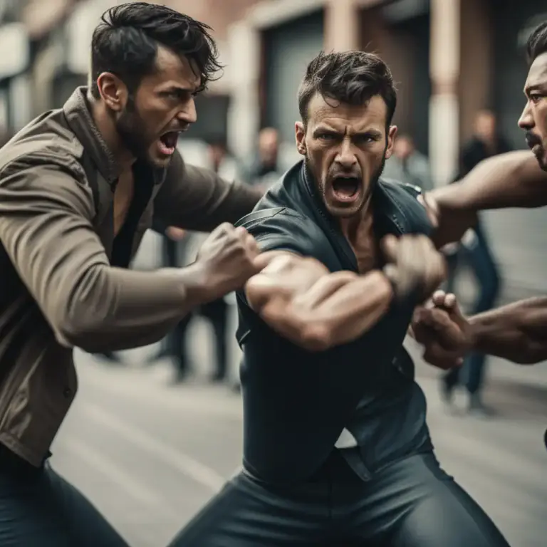 Visual representation of "put/stick the boot in" - To fiercely attack, particularly in a violent physical encounter.
