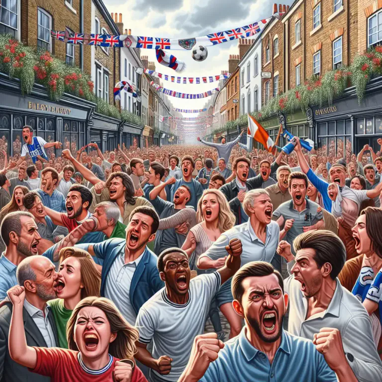 Visual representation of "uproar" - A violent or loud disturbance or disorder.