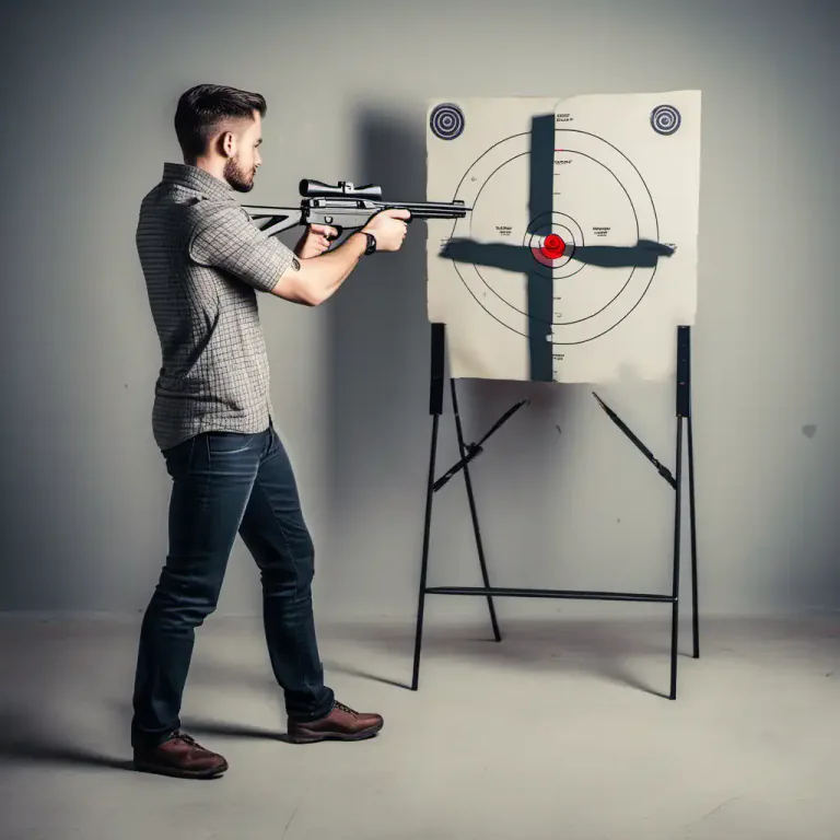 Visual representation of "level at" - To aim or point something at someone or something