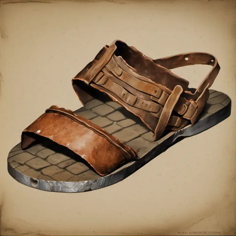 Visual representation of "sandal" - An ancient type of shoe made of a sole fastened by straps to the foot