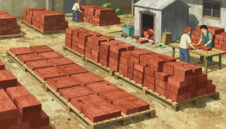 Visual representation of "brickyard" - A place where bricks are made or stored.