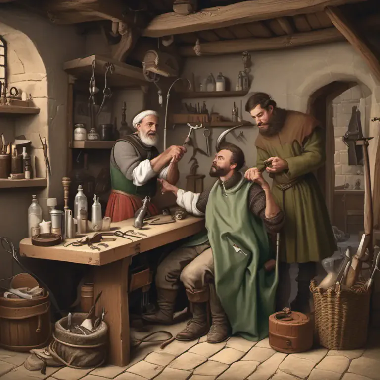 Visual representation of "barber" - In historical times, a barber also did surgery and dentistry