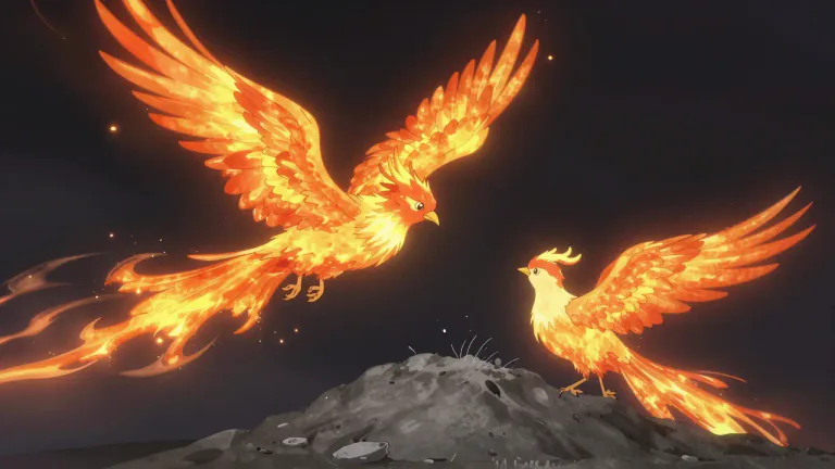 Visual representation of "firebird" - A mythical bird that is said to burst into flames and be reborn from its ashes, often symbolizing immorality and renewal.